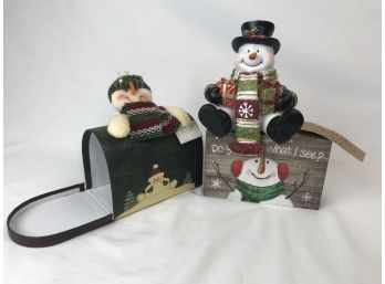 Three Cute Snowman Themed Winter Decorations