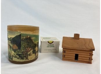 Unique Collage Candle With Oil Insert & Cabin Incense Holder With  Firewood Scented Incense Bricks