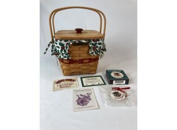 Longaberger Christmas Collection 1995 Edition Cranberry Basket With Merry Christmas 2000 Tie On