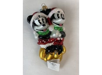 Vintage Christopher Radko Disney Mickey & Minnie Glass Christmas Ornament