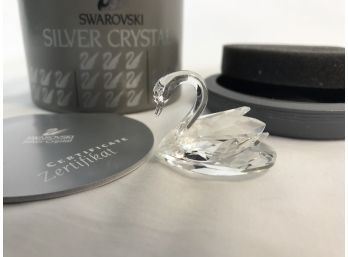 Beautiful Swarovski Silver Crystal Small Swan In Original Box