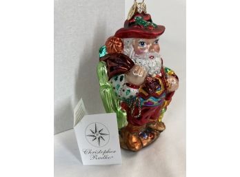 Christopher Radko Collectible Cowboy Santa Glass Ornament