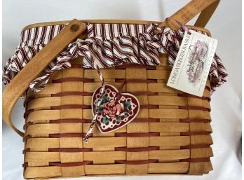 Pair Of Longaberger Baskets & Longaberger Ornament With Festive Red & White Liners