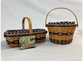 Longaberger JW Collection Miniature Gathering Basket & 1998 Round Basket