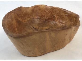 Wonderful Handcarved Flat Bottomed Wooden Bowl