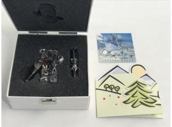 Swarovski Crystal Kris Bear With Skis In Original Box