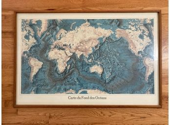 Carte Du Fond Des Oceans- Framed Print Of Map Of The Ocean Floor