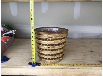 Wicker Plastic Lined Waste Basket