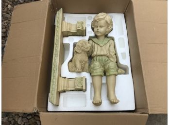 Little Boy And Dog Cast Garden Sculpture