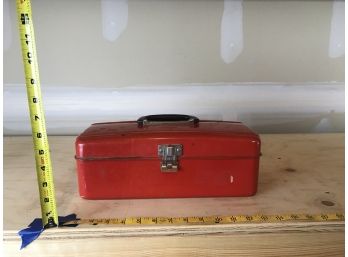 Handy Vintage Toolbox With Assortment Of Tools And Supplies