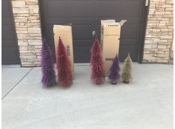 Assortment  Of Colored Glittered Christmas Trees