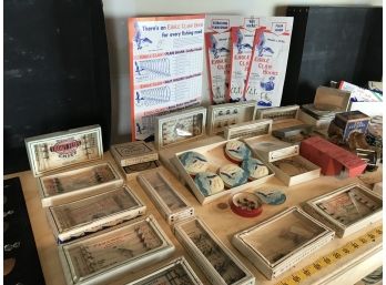 Awesome Vintage Salesman Sample Kit Of Fishing And Fly Fishing Lures