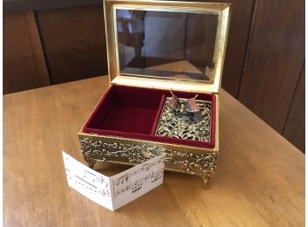 Incredibly Ornate Gold Gilded Music Jewelry Display Box With Intricate Butterfly Detail & Sheet Music
