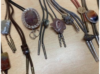 Collection Of Vintage Bolo Ties With Semi Precious Stones