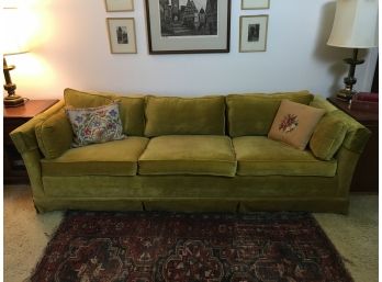 Cool Mid Century Retro Moss Green Velvet Couch