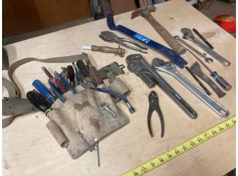 Nice Assortment Of Tools Including Fully Loaded Leather Tool Belt
