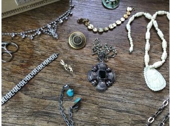 Beautiful Assortment Of Vintage Jewelry With Jewelry Box