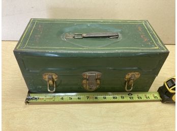 Vintage Green Toolbox With Hand Painting Including Toolbox Contents
