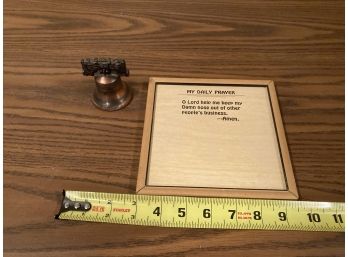 Miniature Brass Liberty Bell Desk Ornament And My Daily Prayer Plaque