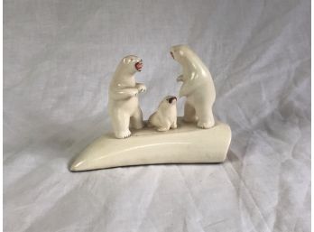 Cute Unique Vintage Ceramic Polar Bears And White Seal