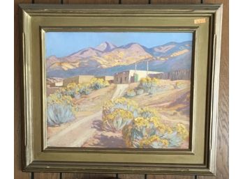Sheldon Parsons Adobe Desert With Mountains Framed Painting