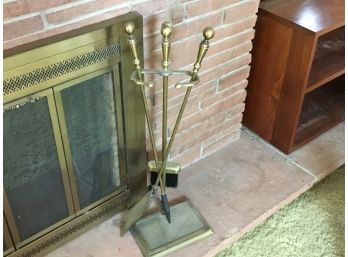 Brass Fire Place Tool Set With Stand