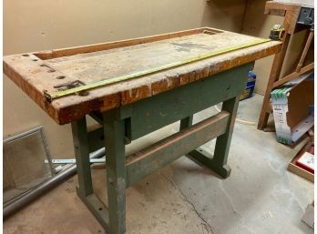 Cool Vintage Wood Block Shop Table