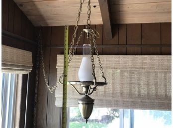 Brass Mid Century Hanging Light With Glass Lens