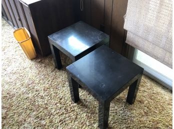 Two Plastic Lightweight Square Black Tables With Removable Legs