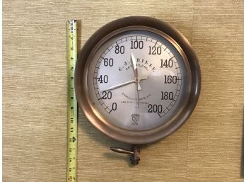 Antique CJ Riley Brass Pressure Gauge That Has Been Converted Into A Clock