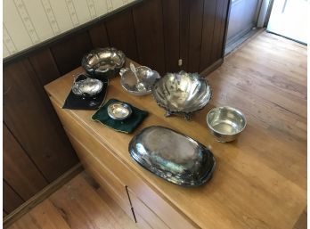 Assortment Of Plated Silver Bowls And Containers And One Pewter Bowl
