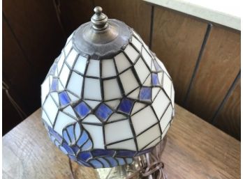Small Vintage Art Glass Lamp With Brass Base