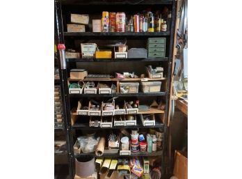 HUGE LOT-Whole Shelf Of Well Organized Tools And Fasteners As Well As Miscellaneous Associated Items