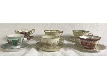 Beautiful Collection Of Antique Ornate Tea Cups With Saucers