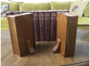 Antique Collection Of The Junior Classics With Beautiful Wooden Book Style Book Ends