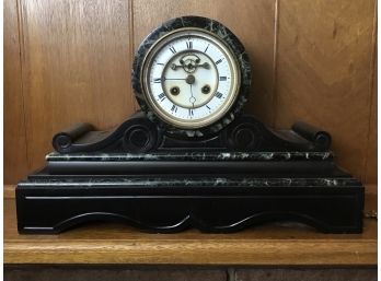 Incredible Handmade Collectible And Highly Valuable Carved Slate Clock With Beveled Glass Face