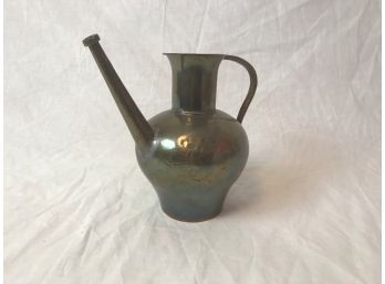 Antique Brass Pitcher With Long Spout And Handle