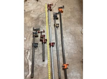 Five Big Furniture Clamps Including One 6 Foot Clamp