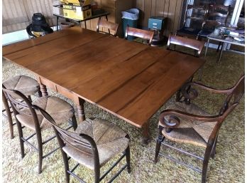 Really Beautiful And Big Dining Table With Ornate Weaved Seat Chairs