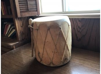 Vintage Handmade Drum Made From Wooden Stump