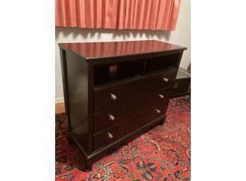 Walter Of Wabash Brand Modern Dark Dresser With Two Open Display Shelf Compartments
