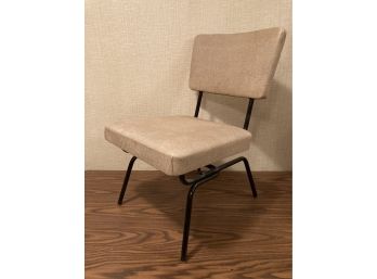 Mid Century Modern Lightweight Metal Chair With Vinyl Upholstery