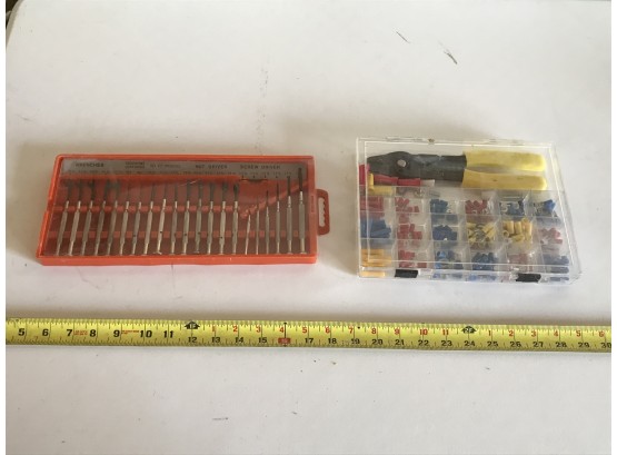 Kit Of Miniature Screwdrivers And Wire Splicing Kit With Wire Nuts And Wire Strippers
