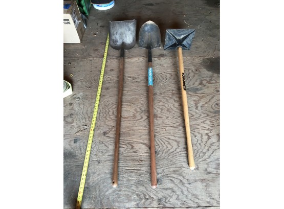 Flat Shovel, Shovel, And Handle Mounted Packer