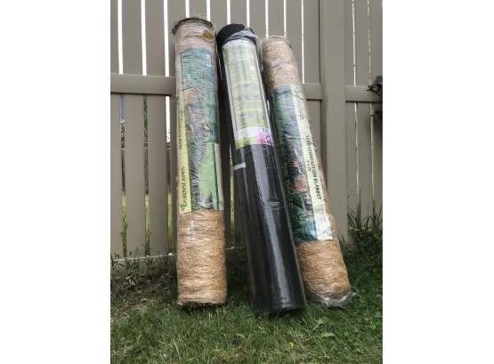 2 Near New 4' X 50' Seed Germination Blankets And One Roll Of 4' X 225' Landscape Fabric