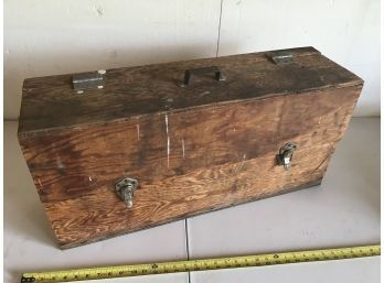 Wooden Box Of Vintage Tools And Saws