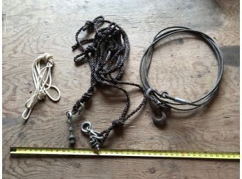 Rope Tie Down And Braided Steel Cable With Hooks And White Rope