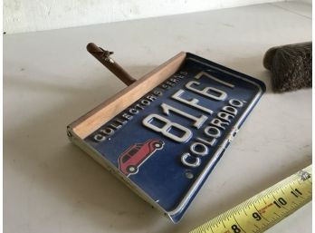Unique Colorado Collector Car License Plate Dust Pan With Dust Broom