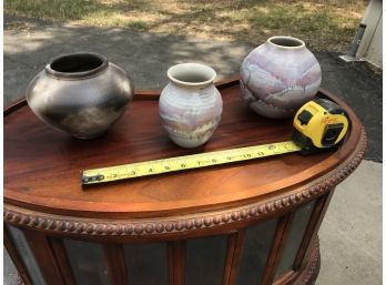 3 Round Handmade Ceramic Pots