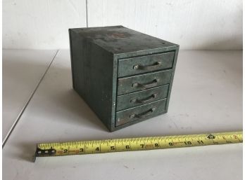Vintage Green Metal Box With Drawers